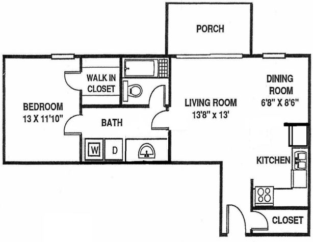 1 Bedroom Executive Suite - 645 Floor Plan 1